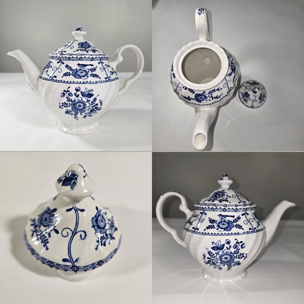 Johnson Bros Indie Blue Tea Coffee Pot Creamer Sugar Pitcher Porcelain Set - Picture 9 of 14